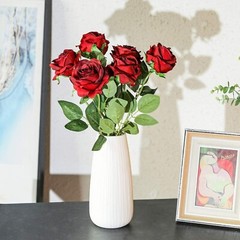 Artificial Flowers Silk Roses Real Touch Bridal Wedding Bouquet for Home