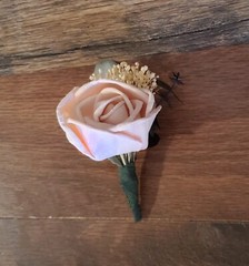 Dusty Blue Pink Sola Wood Cascade Bridal Bouquet Navy Blush Wedding Flowers