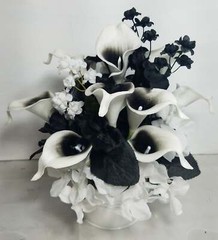 Black White Rose Calla Lily Bridal Wedding Bouquet Accessories