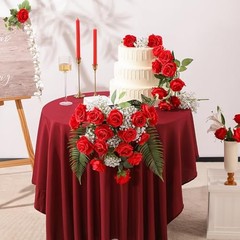 12PCS Artificial Silk Flowers Realistic Roses Bouquet Long 12Pcs Flowers Red