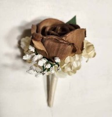Brown Ivory Rose Calla Lily Sola Wood Bridal Wedding Bouquet Accessories