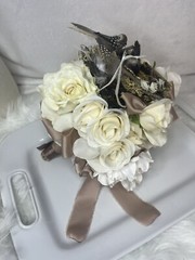 Wedding Bouquet Unique Bridal bouquet W/Birds Nest 🪺 Roses, Satin