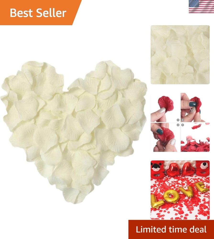 Lifelike Ivory White Silk Rose Petals – 1000 Pieces for Parties & Weddings