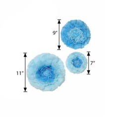24 pack 7″ 9″ 11″ Aqua Blue Tissue Paper Carnation Flowers Home Backdrop