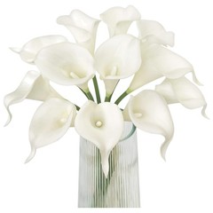 White Artificial Calla Lily 12Pcs Realistic Flowers Bouquet | Wedding Bride S…