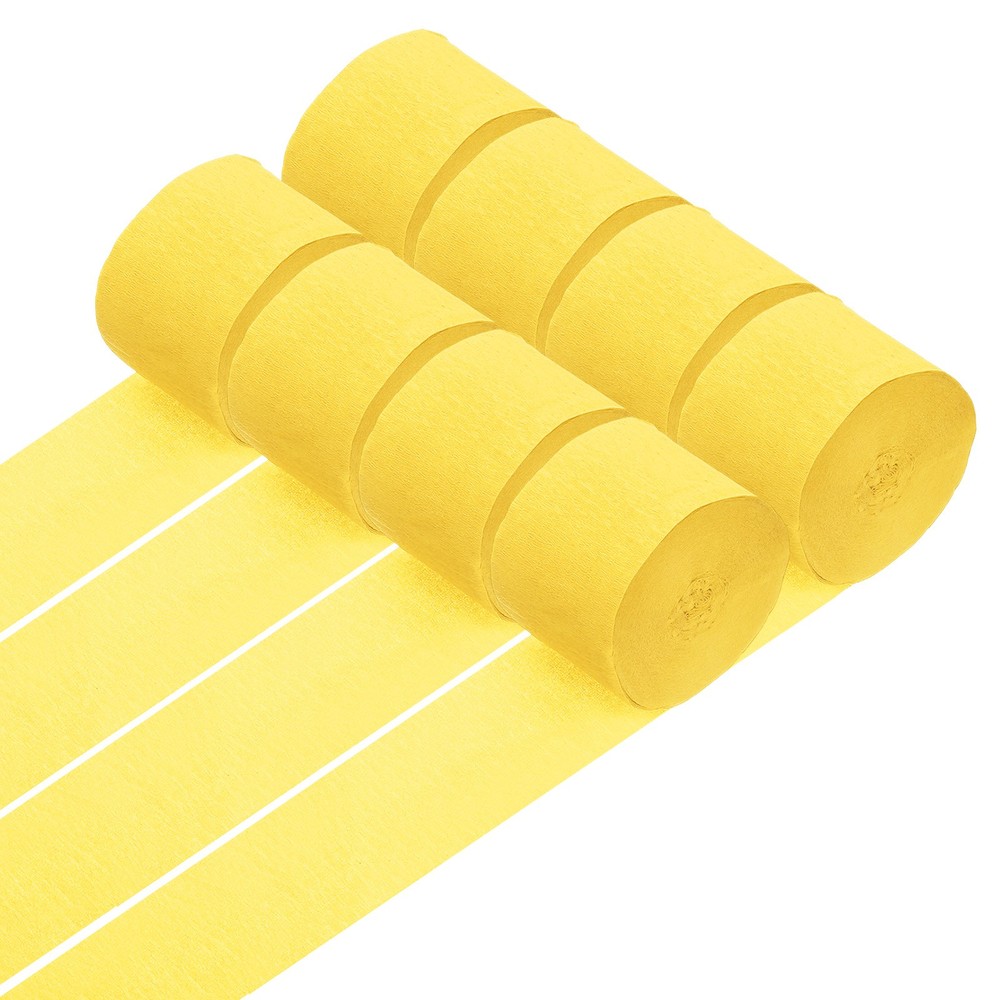 8 Rolls Crepe Paper Streamers 656ft Rainbow Streamers, Yellow