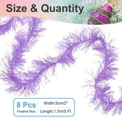 5Ft Feather Boa, 8 Pcs Artificial Fluffy Feather Boas, Light Purple