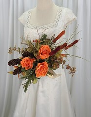 Orange Autumn Rustic Antlered Silk Wedding Bouquet