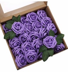 25-50 Pcs Foam Artificial Rose Flower Heads W/Stem Wedding Bride Bouquet Decors