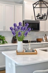 DILATATA Iris Flowers Artificial 5 Pcs Real Touch Long Stems Purple