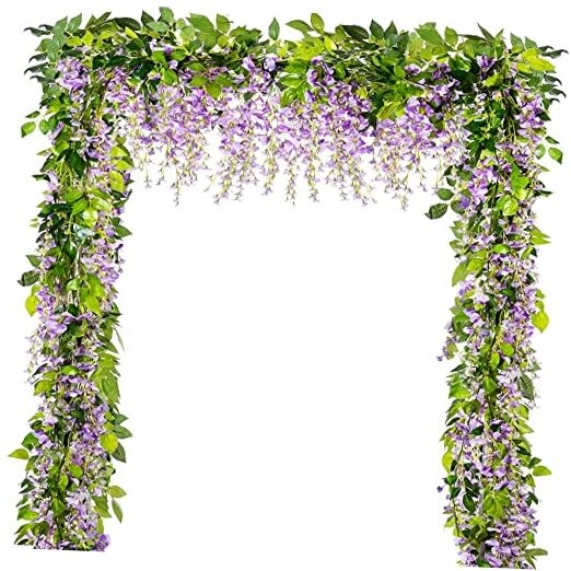 Wisteria Garland 5pack 33Ft Artificial Fake Wisteria Vine Hanging Purple