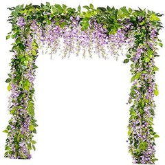 Wisteria Garland 5pack 33Ft Artificial Fake Wisteria Vine Hanging Purple