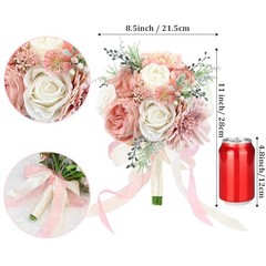 Wedding Bouquets for Bride Bridesmaid 8.5 Inch Dusty Artificial Roses Pink
