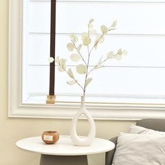 3 PCS Artificial Eucalyptus Stems 33″ Long Cream White Fake Leaves – 3 Pieces