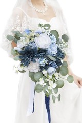 Champagne Wedding Bouquet for Bride – Artificial Roses Cascading Design