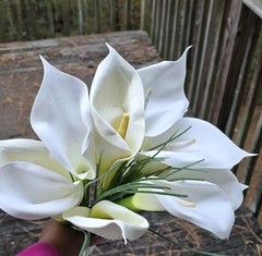Calla Lily Bridal Bouquet White Real Feel Artificial Flowers Classic Faux