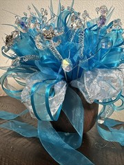 Quinceañera Bouquet Turquoise Aqua Silver Crystals Rhinestones Ramo Sweet 15