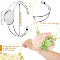 Liliaafar 6 Pcs Corsage Wrist Bracelet Bands Bride Cuff Bangle Sliver Bezel