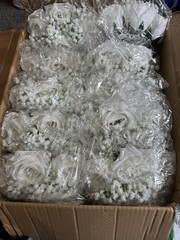 BLOSMON Fake Flowers Wedding Centerpieces 10 Pcs White Rose Babys Breath