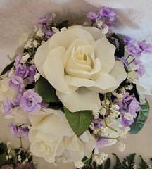 Wedding Bouquet Set – Purple Cream and White with Pearl Accents