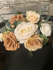 Champagne, Bronze/brown Hand Tied Style With matching Boutonnière