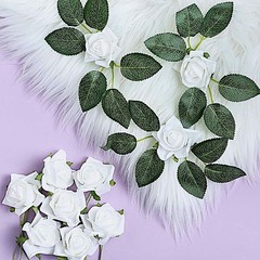 24 WHITE 2″ Mini FOAM ROSE Flowers Stems Wedding Events Decorations Supplies