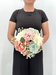 Pink & Sage Green Bridal Bouquet, Pastel Wedding Flowers, Blush Bouquet
