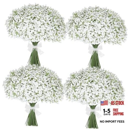 30 Pcs Babys Breath Artificial Flowers, 17.7″ Real Touch White Gypsophila