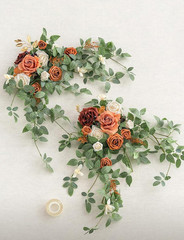 Ling’s Moment 2 PCS Sunset Terracotta Arch Flowers Artificial Swags Centerpiece