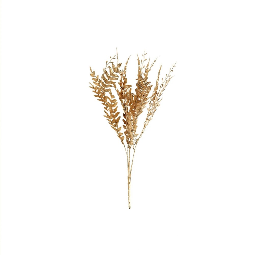 Gold 2 Metallic 21″ Artificial Fern Leaf Branches Faux Foliage Stems Party Event