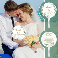 100 Pcs Wedding Hand Fans for Guests Bulk Greenery Wedding Favor Fans with Handl