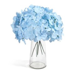 46 PCS Hydrangea Artificial Flowers Silk Hydrangea Heads with Stems, Bule Blue