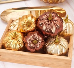 Lamris Pumpkin Decorations 2.7 x 2.1 inches, x 2.55 Gold Fall