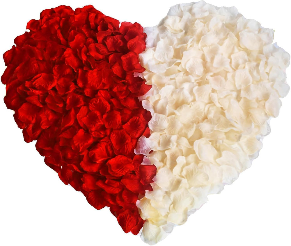 2000PCS Artificial Silk Rose Petals Red & White Wedding Party Decoration