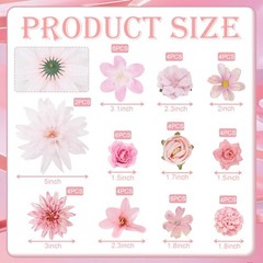 48 PCS Fake Flowers Heads – Artificial Flower Heads Bulk Silk Faux Rose Pink