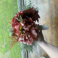 Bridal Wedding Bouquet Lovely Budget Handmade Faux Florals Dusty Rose Green