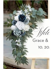 Dusty Blue Flower for Wedding Welcome Signs Decorations,