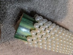 faux pearl flower boquet white wedding wrap, 3.5″ long, stretches, beaded