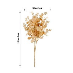 4 Gold Metallic Artificial Eucalyptus Leaves Bushes Party Decorations