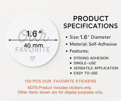120 Pcs Wedding & Baby Shower Favor Stickers: 120 X Our Favorite Stickers, 1.6 –
