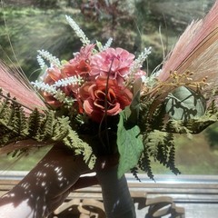 Bridal Wedding Bouquet Hand made Budget Friendly Faux Flowers White Pink Green