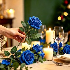 24PCS 20‘’ Sapphire Blue Artificial 24pcs Sapphire Blue Artificial Flowers