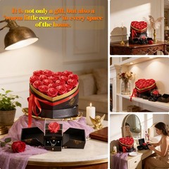 Gifts for Women Artificial Forever Flowers Box & Preserved Roses Red,silver