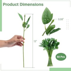 50 Pcs Rose Stems with Leaves & 50 Pcs Flower Calyxes Set – Fake Flower Stems