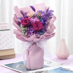 lovenfold Preserved Flowers for Delivery, Purple Rose Bouquets That