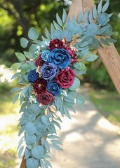 Udoula Artificial Navy Blue Wedding Arch Flower & Burgundy & Gold