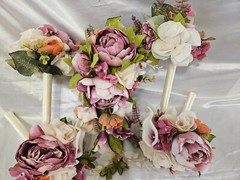 Sunset Wedding Bouquet – 11 Pc Wedding Bouquet Set, Ivory, Pink, Orange, Purple