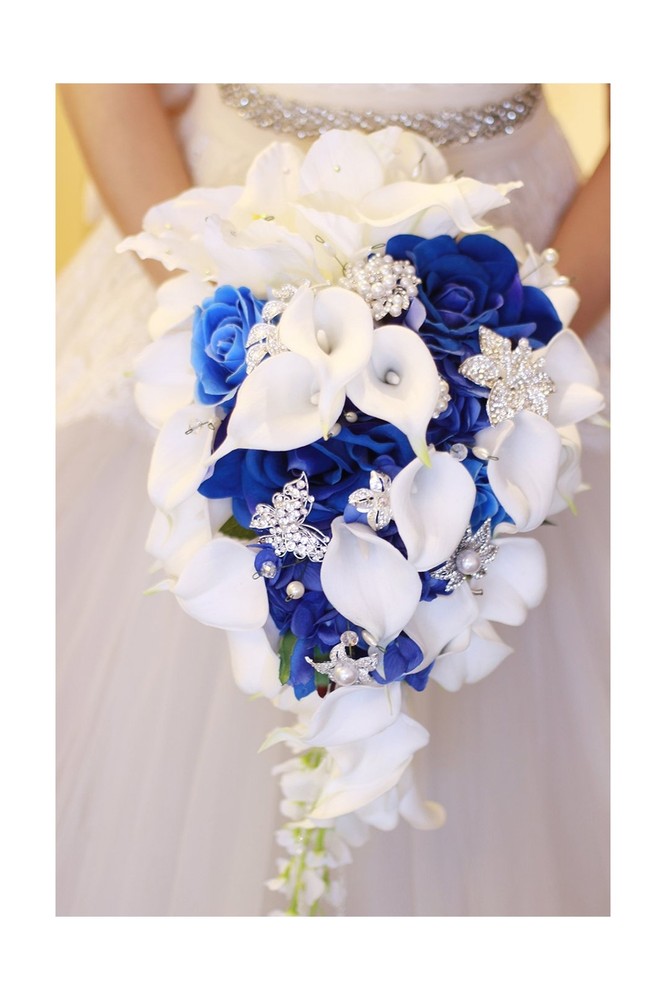 New Bridal Bouquet, Wedding Flowers, Calla Lilies, Artificial Flowers, Waterf…