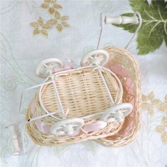 2 Rattan Retro Bicycle basket Flower vase Furnishing Articles Craft Home Wicker
