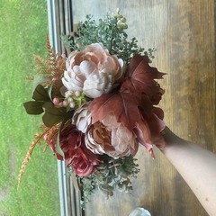 Bridal Wedding Bouquet Lovely Budget Handmade Faux Florals Dusty Rose Green